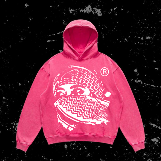 Cropped Mysterious girl hoodie "Hot pink''